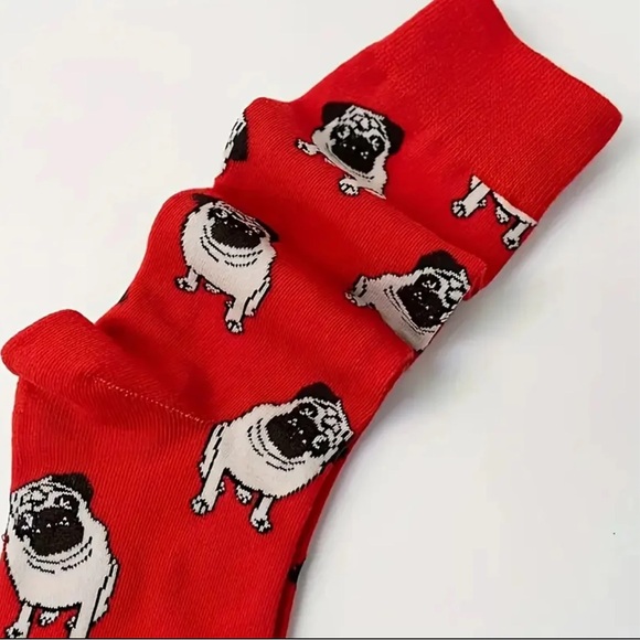Red Pug Patterned Socks - Picture 3 of 3